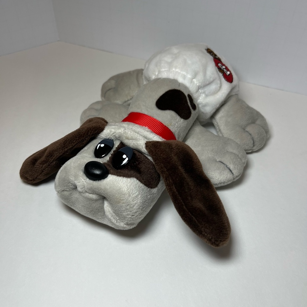 Plush Pound Puppy Gray & Brown Dog Plush Toy with Diaper. Sad lil’ guy